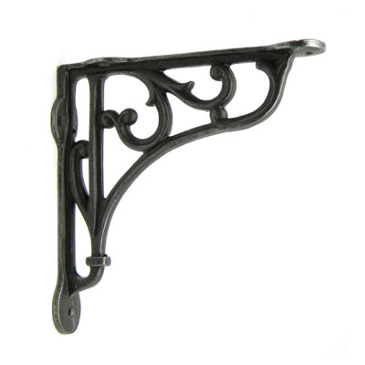 Oakcrafts - Pair of Antique Cast Iron Victorian Style Heritage Shelf Brackets - 150mm x 150mm - 3