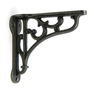Oakcrafts - Pair of Antique Cast Iron Victorian Style Heritage Shelf Brackets - 4" x 3.5" - 3