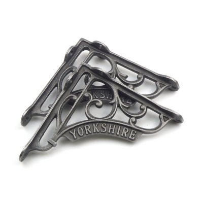 Oakcrafts - Pair of Antique Cast Iron Victorian Style Yorkshire Shelf Brackets - 125mm x 125mm - 5