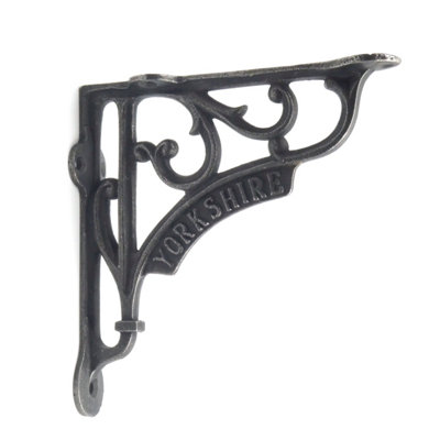 Oakcrafts - Pair of Antique Cast Iron Victorian Style 'Yorkshire' Shelf Brackets - 150mm x 150mm - 5