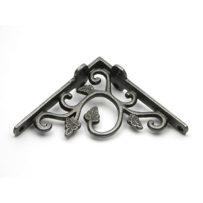 Oakcrafts - Pair of Cast Iron Leaf Design Shelf Brackets - 115mm x 115mm