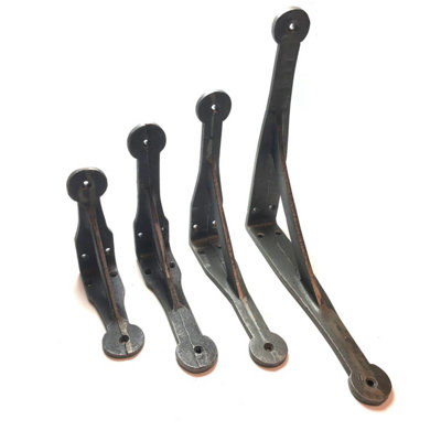 Oakcrafts - Pair of Gallows Shelf Brackets Antique Cast Iron (4" x 4")