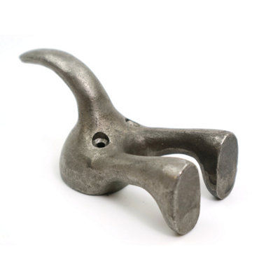 Oakcrafts - Pair of Heavy Duty Solid Cast Iron DOG TAIL Coat Hooks - 3