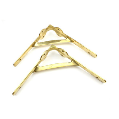 Oakcrafts - Pair of Solid Brass Gallows Style Shelf Brackets - 200mm x 200mm - 4