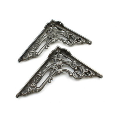 Oakcrafts - Pair of Victorian Scroll Leaf Shelf Brackets - 130mm x 155mm