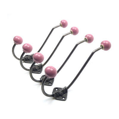 Oakcrafts - Pink Ceramic Rosette Coat Hook - Pack of 4 Hooks Price Comparisons | Compare The Build