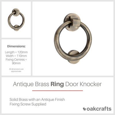 Oakcrafts - Ring Door Knocker 110mm  Antique Brass Finish