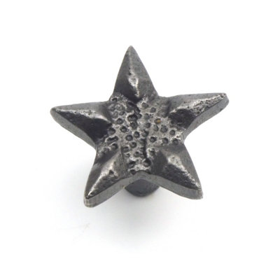 Oakcrafts - Small Antique Cast Iron Star Cabinet Knob - Approx 35mm - Pack of 6