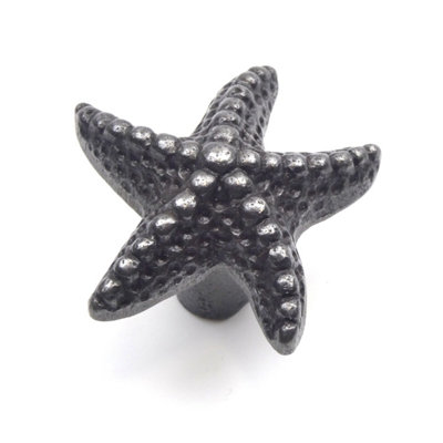 Oakcrafts - Small Antique Cast Iron Starfish Cabinet Knob - Approx 45mm - Pack of 4