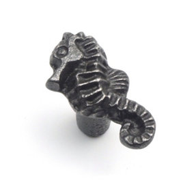 Oakcrafts - Small Cast Iron Seahorse Cabinet Knob - Approx 45mm - Pack of 6