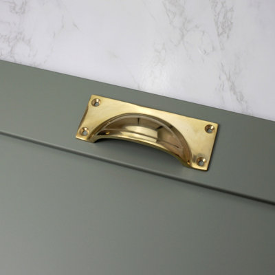 Oakcrafts - Solid Polished Brass 4 Screw Drawer Pull / Cup Handle