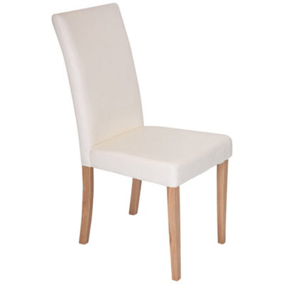 Cream leather dining chairs deals with oak legs