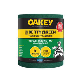 Oakey 66261116687 Liberty Green Sanding Roll 115mm x 5m Fine 120G OAK63844