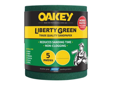 Oakey 66261116693 Liberty Green Sanding Roll 115mm x 5m Extra Coarse 40G