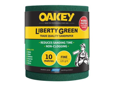 Oakey 66261116749 Liberty Green Sanding Roll 115mm x 10m Fine 120G OAK28714