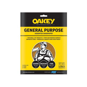 Oakey 66261135669 Glasspaper Sanding Sheets 230 x 280mm Grade M2 25 OAK58279