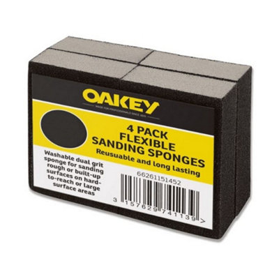 Oakey Liberty Flexible Sanding Sponges Medium/Co (Pack Of 4) Black