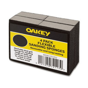 Oakey Liberty Flexible Sanding Sponges - Medium/Co (Pack Of 4) Black (One Size)