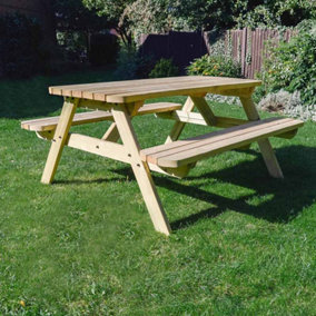 Oakham 5ft Rounded Picnic Table and Bench Set - L152 x W91 x H72 cm - Light Green