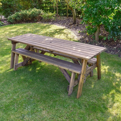 Oakham 6ft Picnic Table and Bench Set L183 x W91 x H72 cm