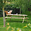 Oakham 6ft Rounded Picnic Table and Bench Set - Timber - L183 x W91 x H72 cm - Light Green