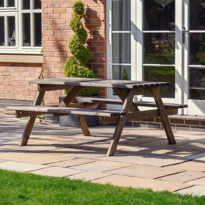 Oakham 7ft Picnic Bench - Redwood Timber - L213 x W140 x H72.5 cm 