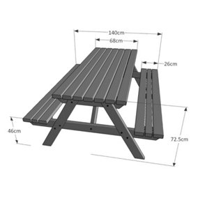 Oakham 8ft Rounded Picnic Table and Bench Set - L244 x W91 x H72 cm - Light Green