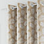 Oakland Latte Leaf Pattern, Thermal, Room Darkening Pair of Curtains with Eyelet Top - 66 x 90 inch (168x229cm)