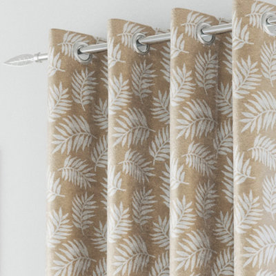 Oakland Latte Leaf Pattern, Thermal, Room Darkening Pair of Curtains with Eyelet Top - 90 x 72 inch (229x183cm)