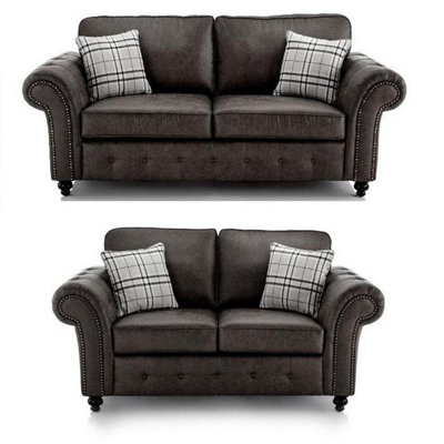 Grey suede deals couch set