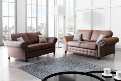 Brown suede 2024 leather sofa