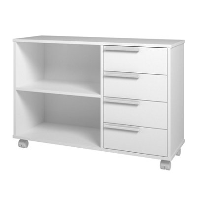 Oakley Cabinet 4 drawers with wheels White