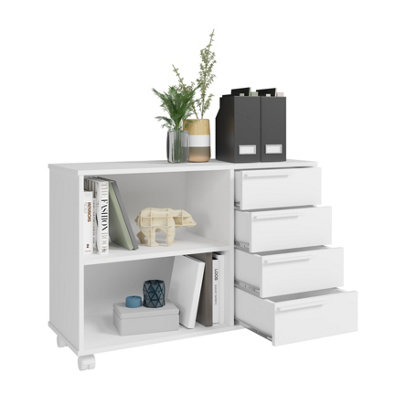 Oakley Cabinet 4 drawers with wheels White