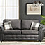 Oakley Soft Faux Leather Charcoal Black 3 Seater Sofa