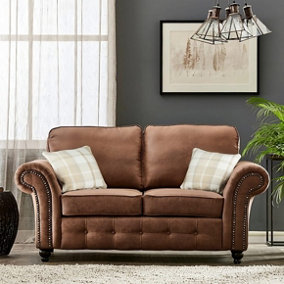Oakley Soft Faux Leather Tan Brown 2 Seater Sofa