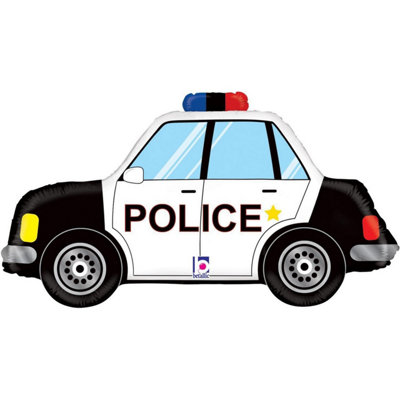 Oaktree Betallic Police Car Foil Balloon Black/White (One Size)