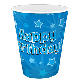 Oaktree Paper Stars Happy Birthday Party Cup (Pack of 8) Blue (One Size)