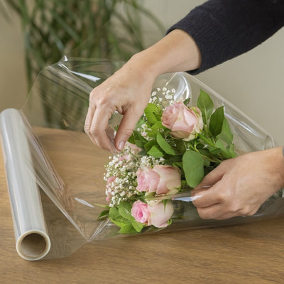 Oasis Clear Polypropylene Cellophane Wrap (2 x 28 Metre Roll, 80cm Wide ...