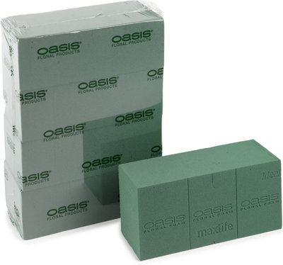 Oasis MaxLife Schiuma Da Fiori – Confezione Da 20 Mattonelle, 23x11x8 Cm – Assorbe Fino A 2 L D'acqua, Per Composizioni Floreali Fresche
