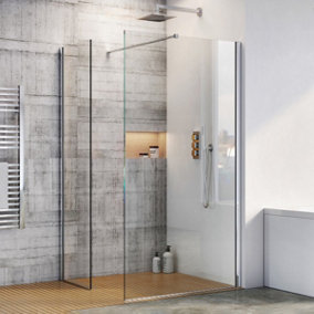 Oasis Wetroom Fixed Shower Screen with Chrome Profile & Clear Glass - (W)1080mm