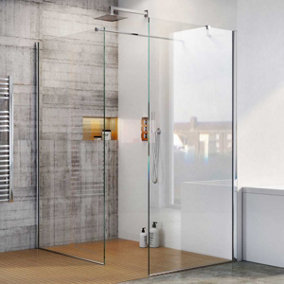 Oasis Wetroom Fixed Shower Screen with Chrome Profile & Clear Glass - (W)1180mm