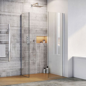 Oasis Wetroom Fixed Shower Screen with Chrome Profile & Clear Glass - (W)480mm