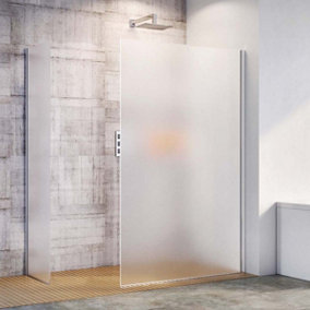 Oasis Wetroom Fixed Shower Screen with Chrome Profile & Frosted Glass - (W)1180mm