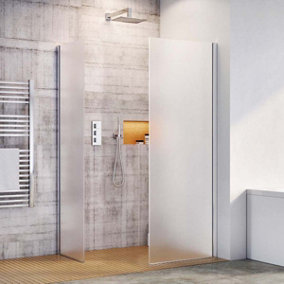 Oasis Wetroom Fixed Shower Screen with Chrome Profile & Frosted Glass - (W)680mm