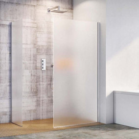 Oasis Wetroom Fixed Shower Screen with Chrome Profile & Frosted Glass - (W)880mm