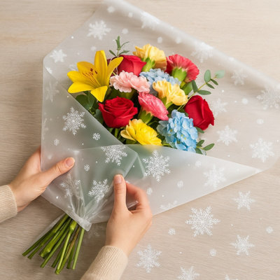 Oasis White Snowflake Cellophane Wrap (25 Metre Roll, 80cm Wide ...