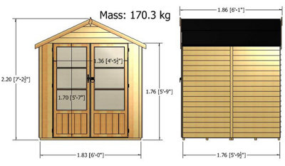 Oatland Overlap Summerhouse Approx 6 x 6 Feet - 4