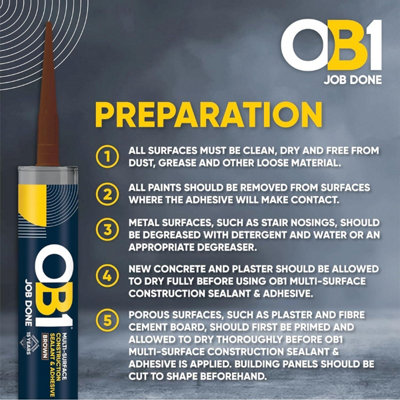 OB1 Brown Multi-Surface Construction Sealant & Adhesive 290ml Tube (24 ...