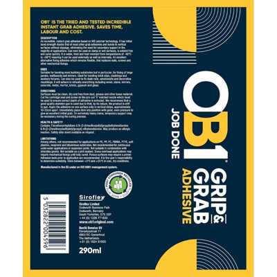 OB1 Multi-Surface Grip & Grab Adhesive 290ml (24 Pack) - Weatherproof ...