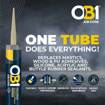 OB1 Multi-Surface Sealant & Adhesive Sandstone - 2 x 290ml - Ideal for ...